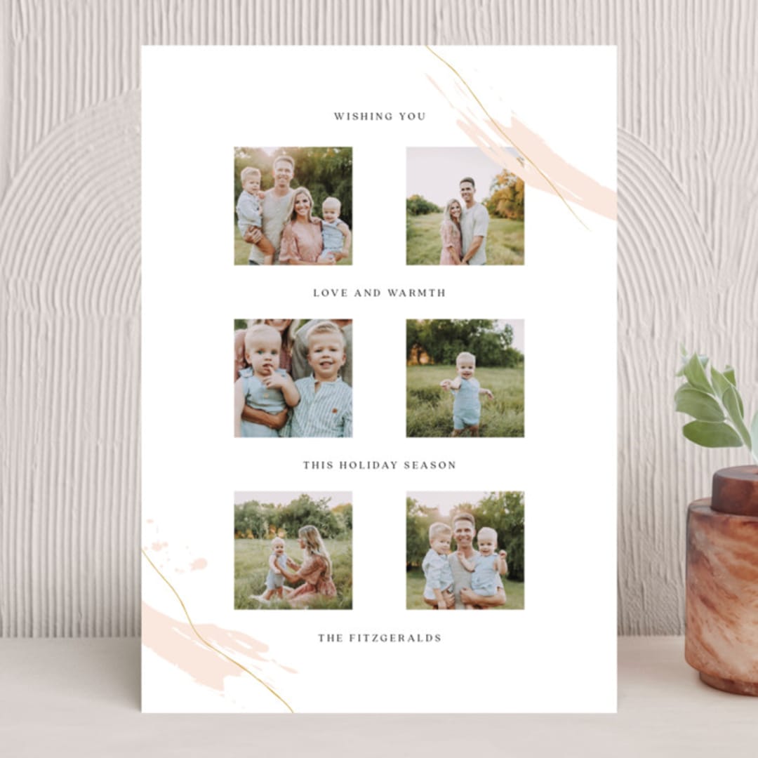 "Delicate Strokes" - Holiday Cards in Blush by Wendy Chung - Front