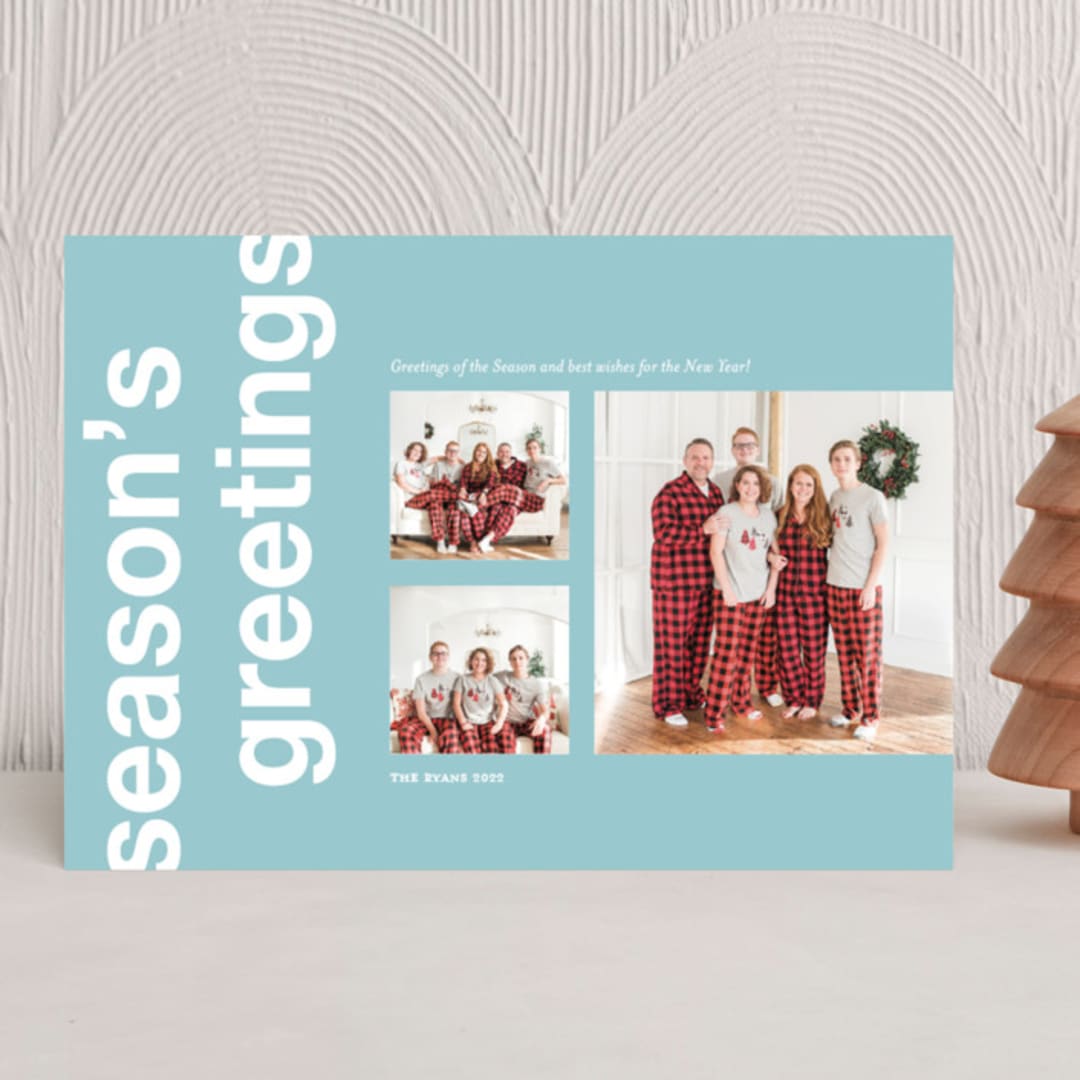 "Classic Seasons Greetings" - Holiday Cards in Sea by James Derit - Front