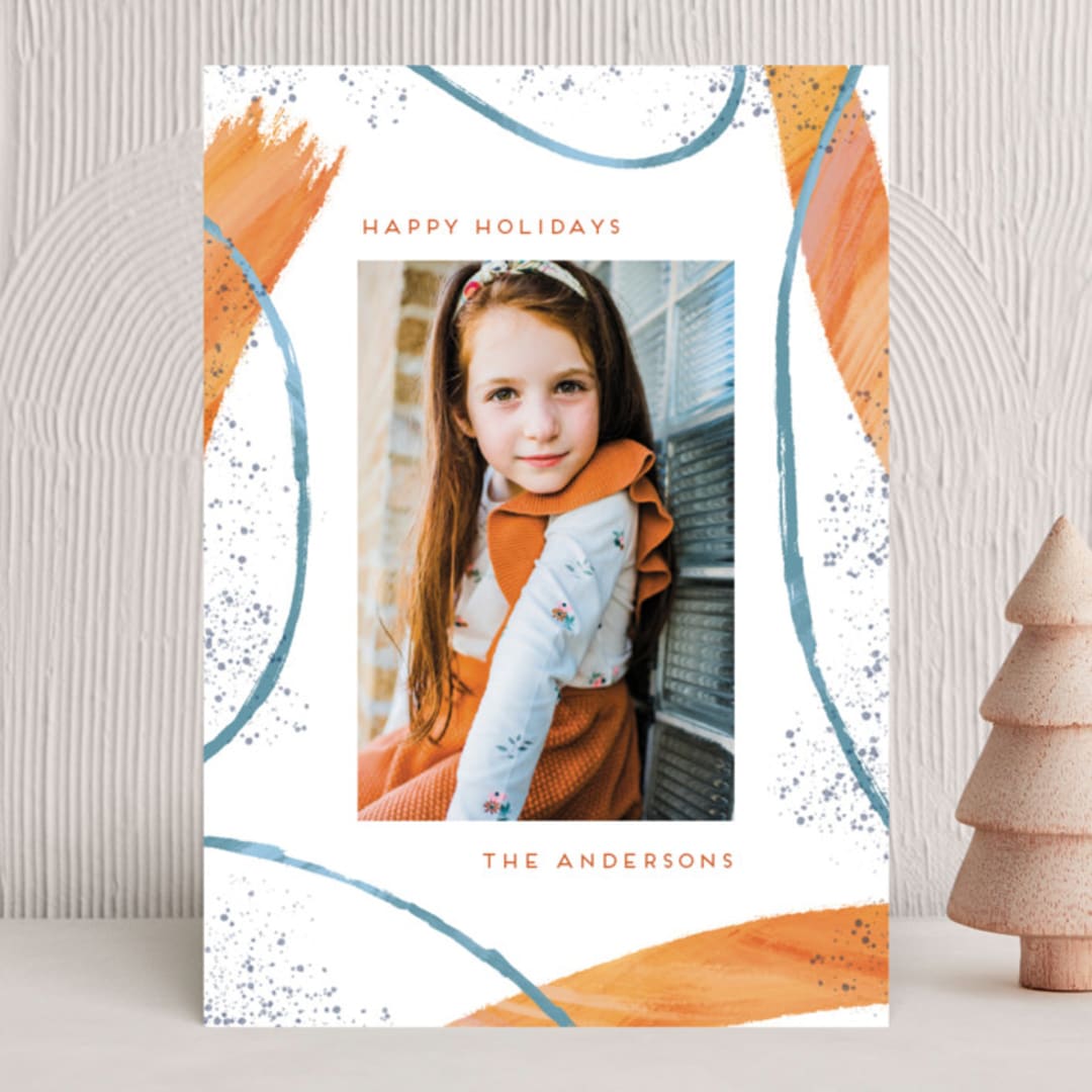 "Brushstrokes of cheer" - Holiday Cards in Caramel by Alexandra Dzh - Front