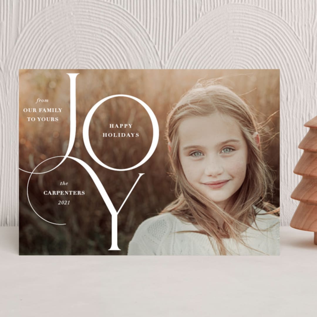 "Joy Elegance" - Holiday Cards in Snow White by Nam Bourassa - Front