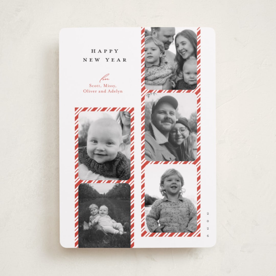 "Peppermint Strip" - Holiday Cards in Peppermint by Carrie ONeal - Front