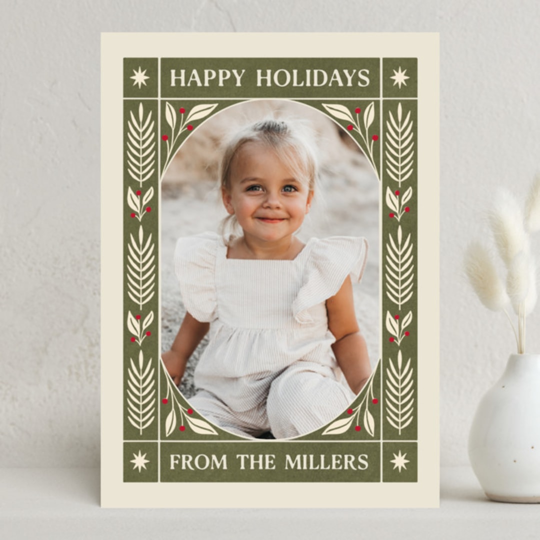 "Retro Organic" - Holiday Cards in Grass by leslie hamer - Front