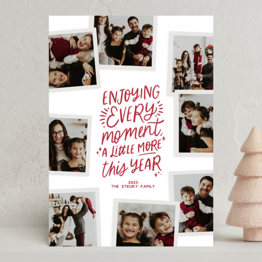 "Enjoying Every Moment" - Holiday Cards in Poinsettia by Jessie Steury - Front