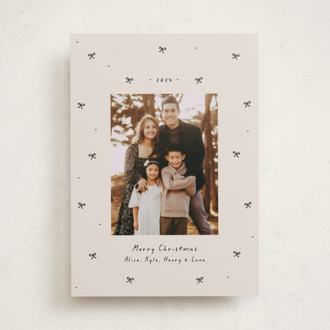 "Little bows" - Holiday Cards in Vanilla by Lea Delaveris - Front