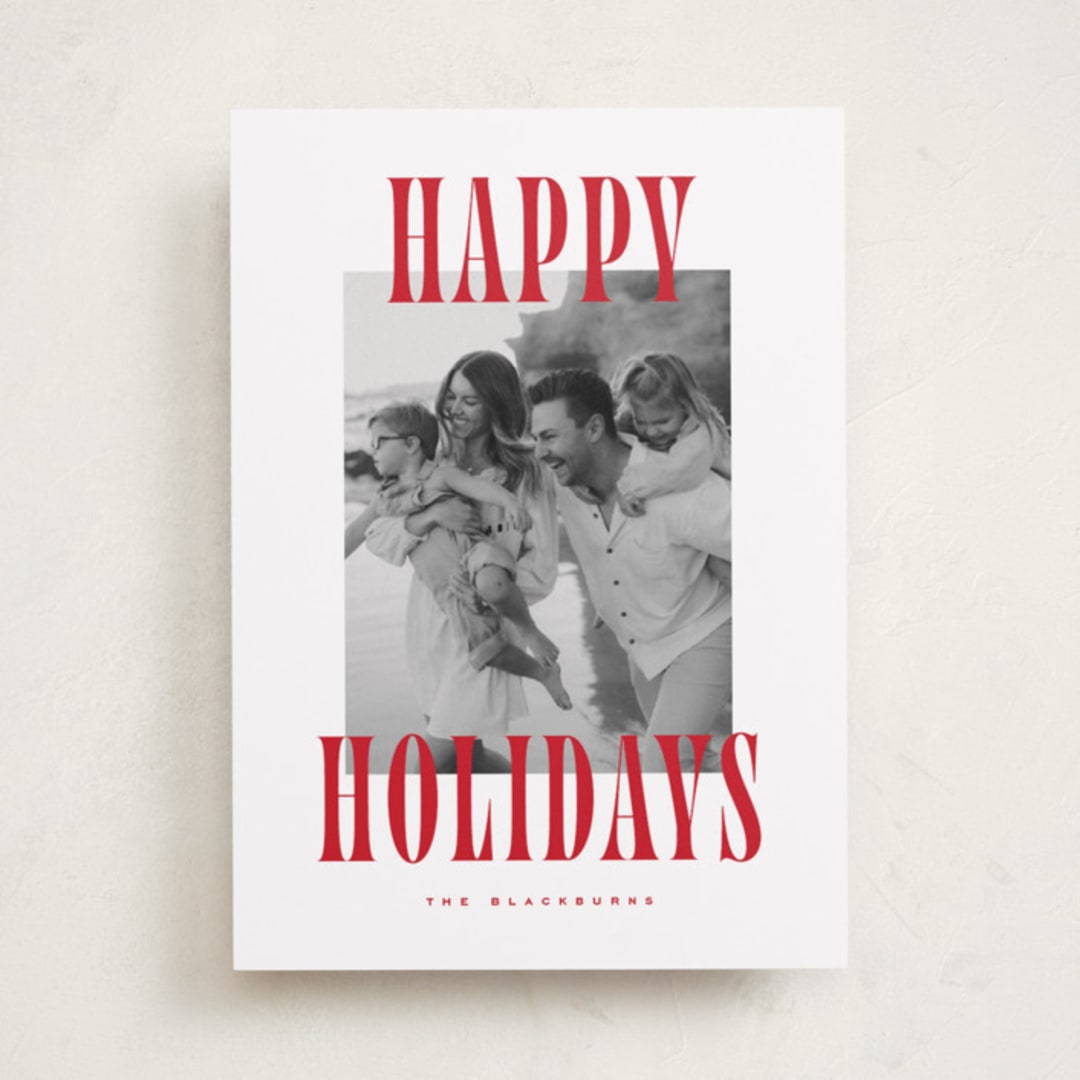 "Happy Holidays!" - Holiday Cards in Candy Cane by Wildfield Paper Co - Front