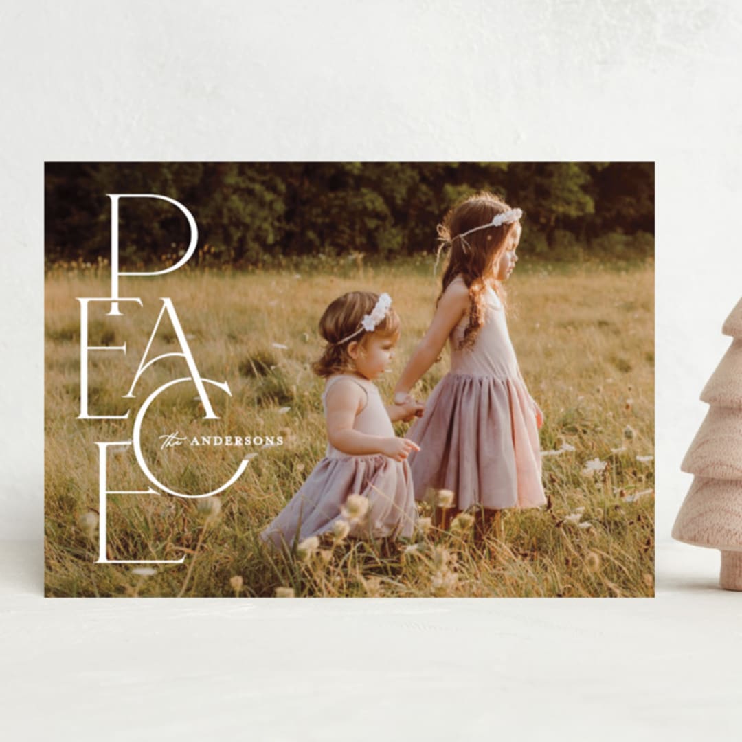"A Simple Peace" - Holiday Cards in Snow by GeekInk Design - Front