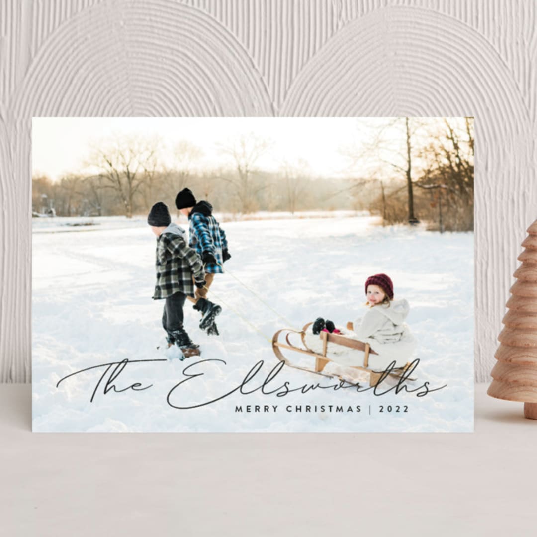 "Family Signature" - Holiday Cards in Licorice by Kacey Kendrick Wagner - Front