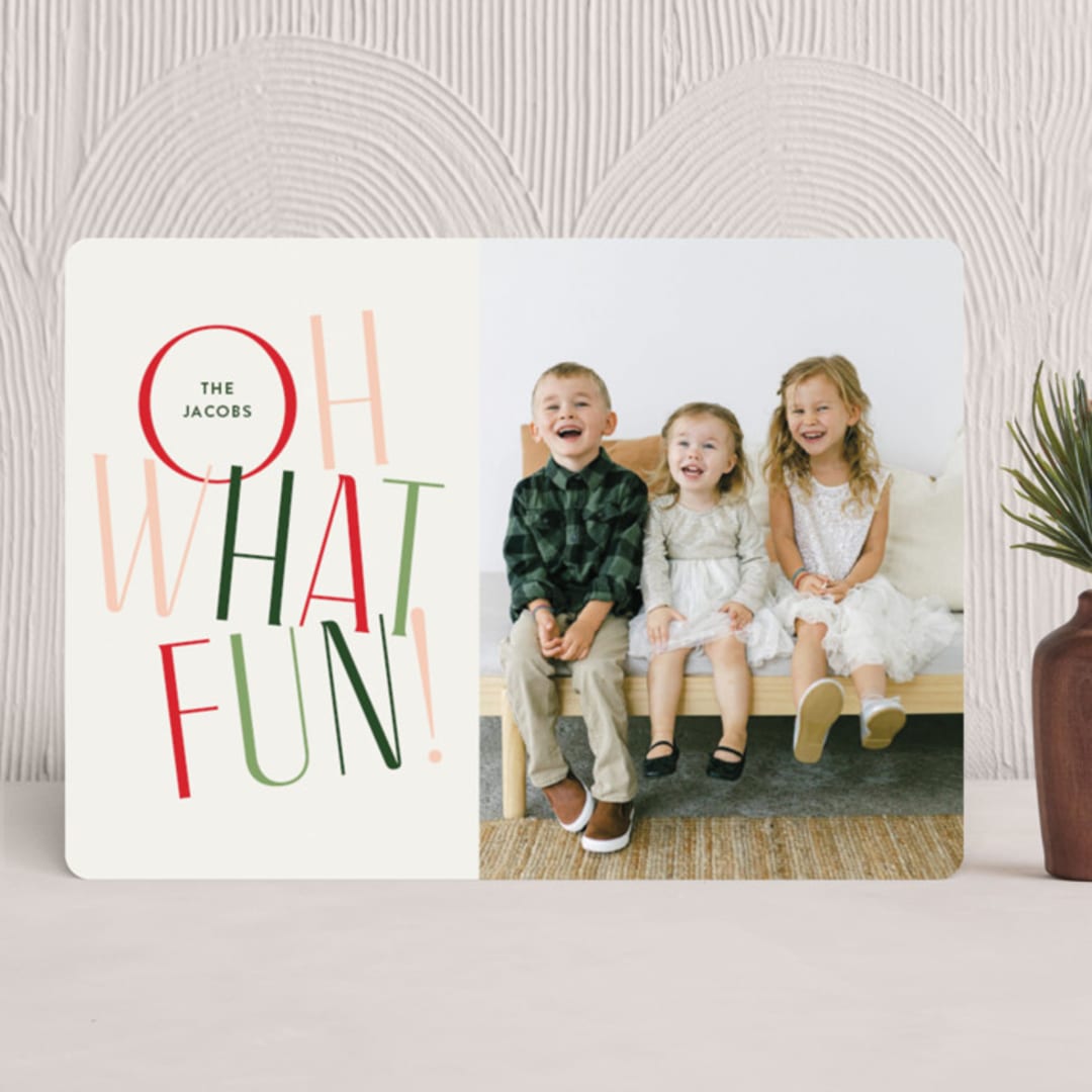 "Oh fun" - Holiday Cards in Candy Cane by Pixel and Hank - Front