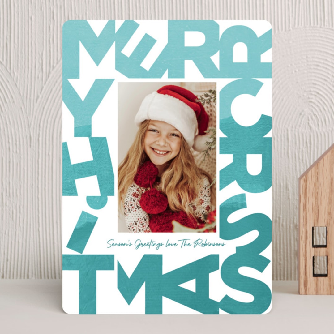 "Quilted Holiday" - Holiday Cards in Blue Spruce by Carrie ONeal - Front
