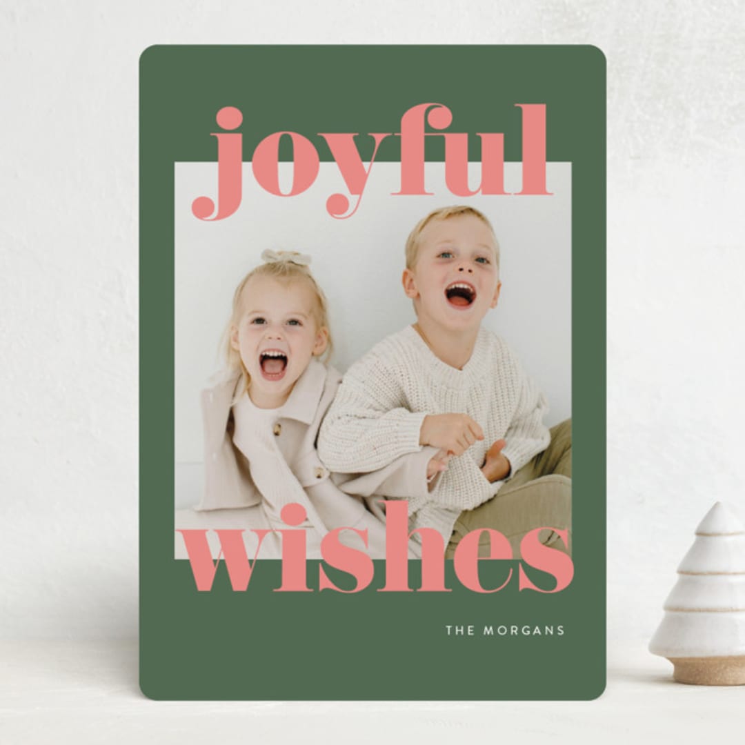 "Joyful & Bright" - Holiday Cards in Grape by Angela Thompson - Front