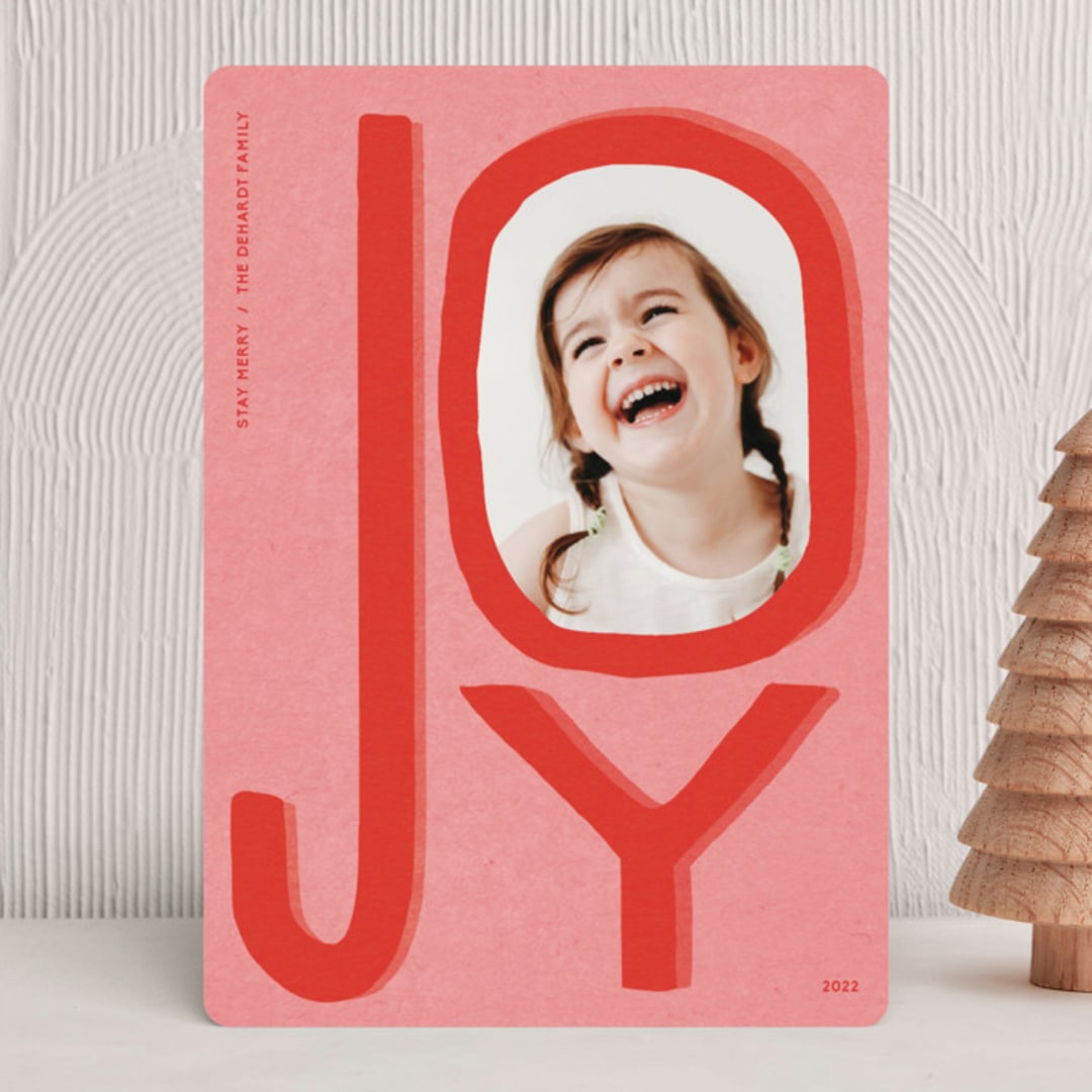 "Joie" - Holiday Cards in Cherry by Jennifer Lew - Front