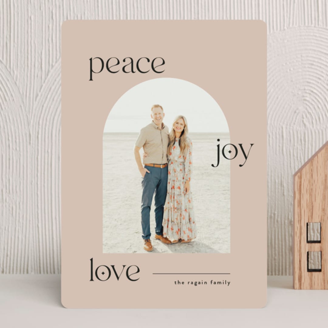 "Peace Joy Love" - Holiday Cards in Eggnog by Leah Ragain - Front