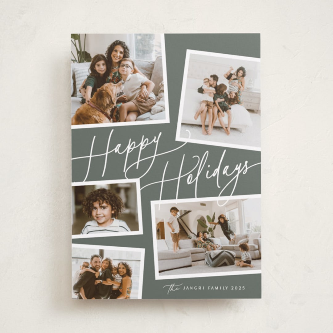 "Collage Scatter" - Holiday Cards in Sage by Melanie Severin - Front