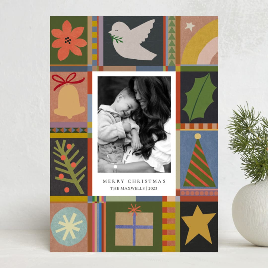 "Folk Frame" - Holiday Cards in Kraft by Sumak Studio - Front