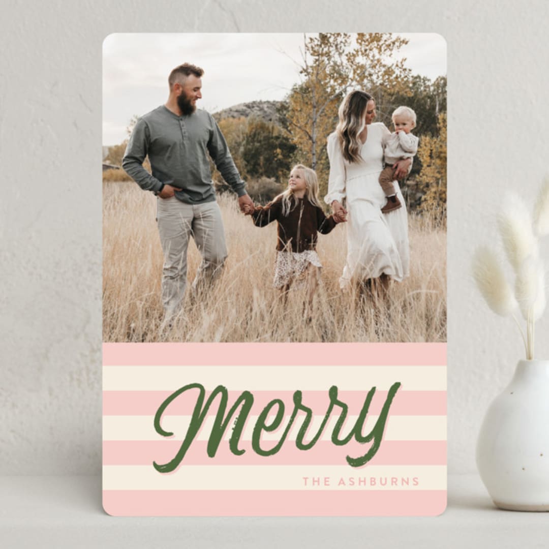 "Merrily Retro" - Holiday Cards in Poppy by GeekInk Design - Front