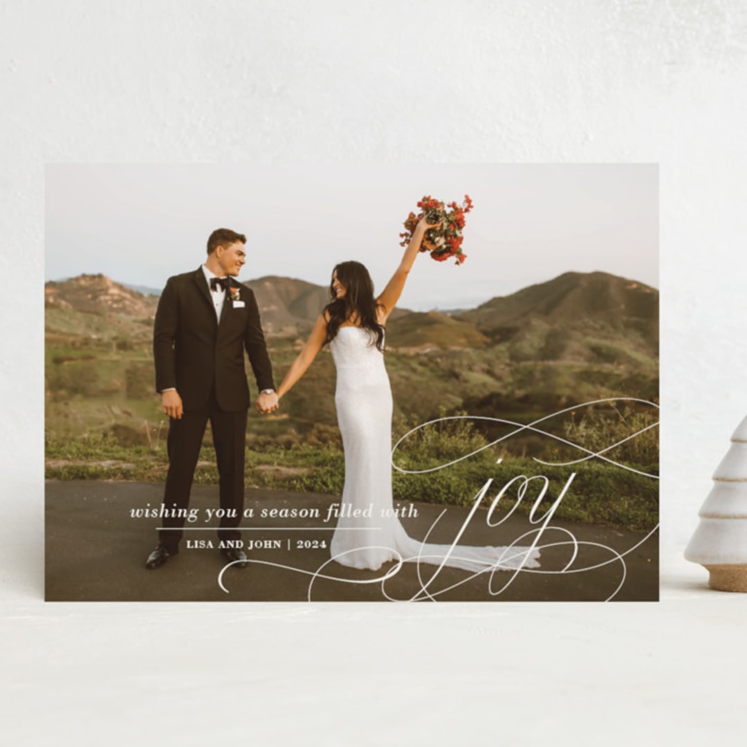 "Season Filled With Joy" - Holiday Cards in Ivory by Jackie Mangiolino - Front