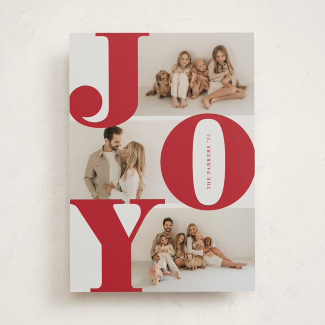 "Bold Joy" - Holiday Cards in Berry by Brianne Larsen - Front