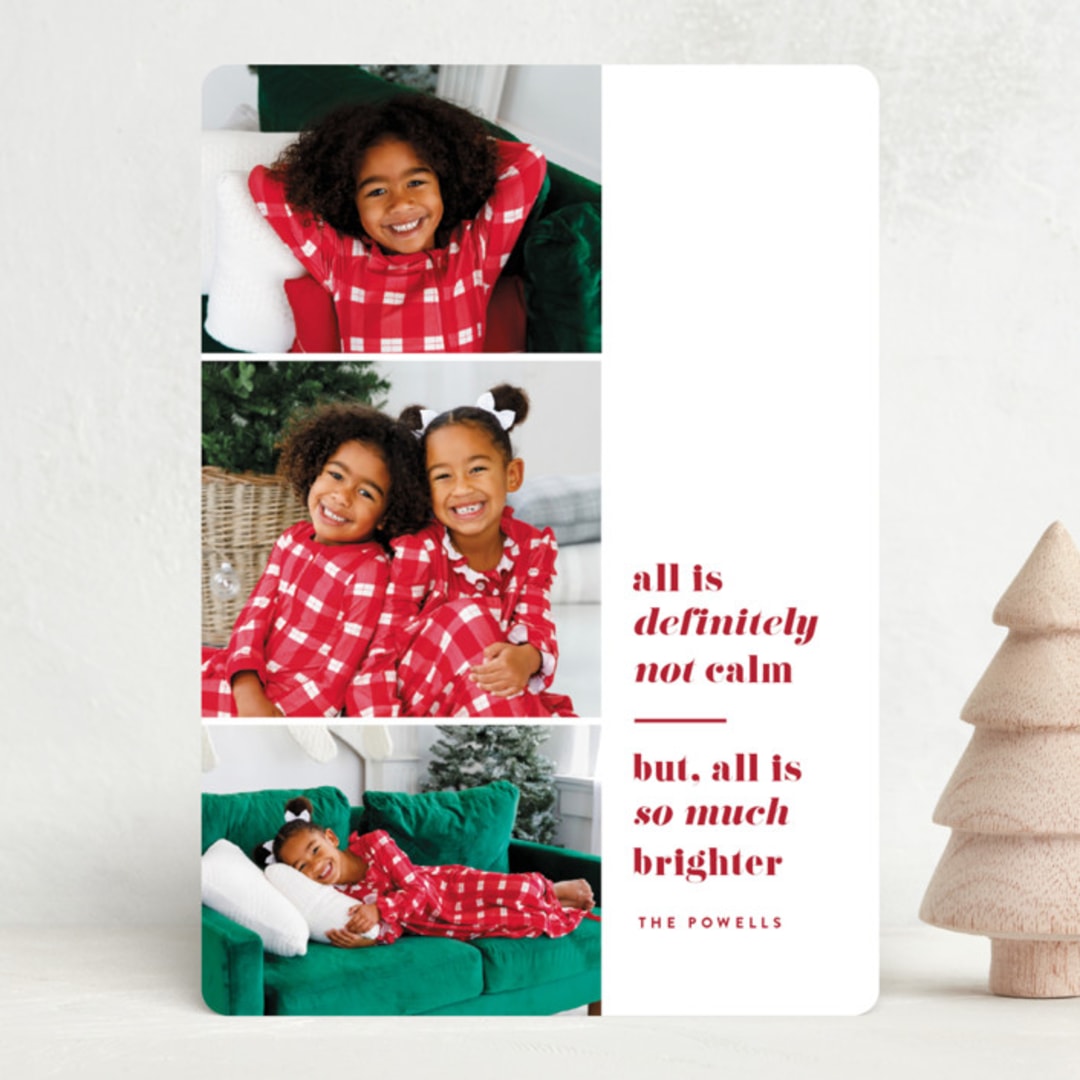 "Much Brighter" - Holiday Cards in Berry by Jessica Corliss - Front