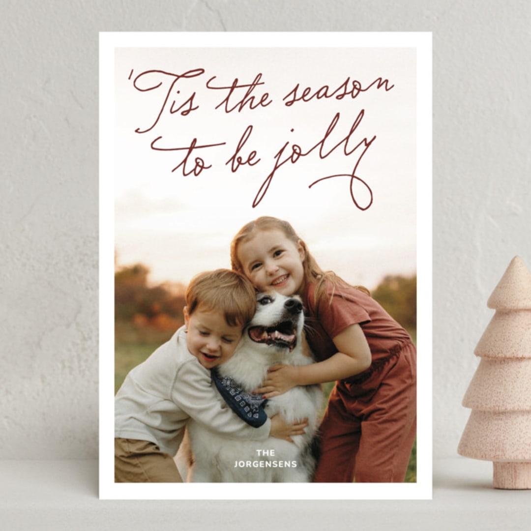 "Jolly Time" - Holiday Cards in Burgundy by Inkblot Design - Front