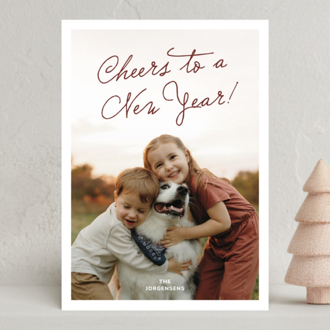 "Jolly Time" - Holiday Cards in Burgundy by Inkblot Design - Front