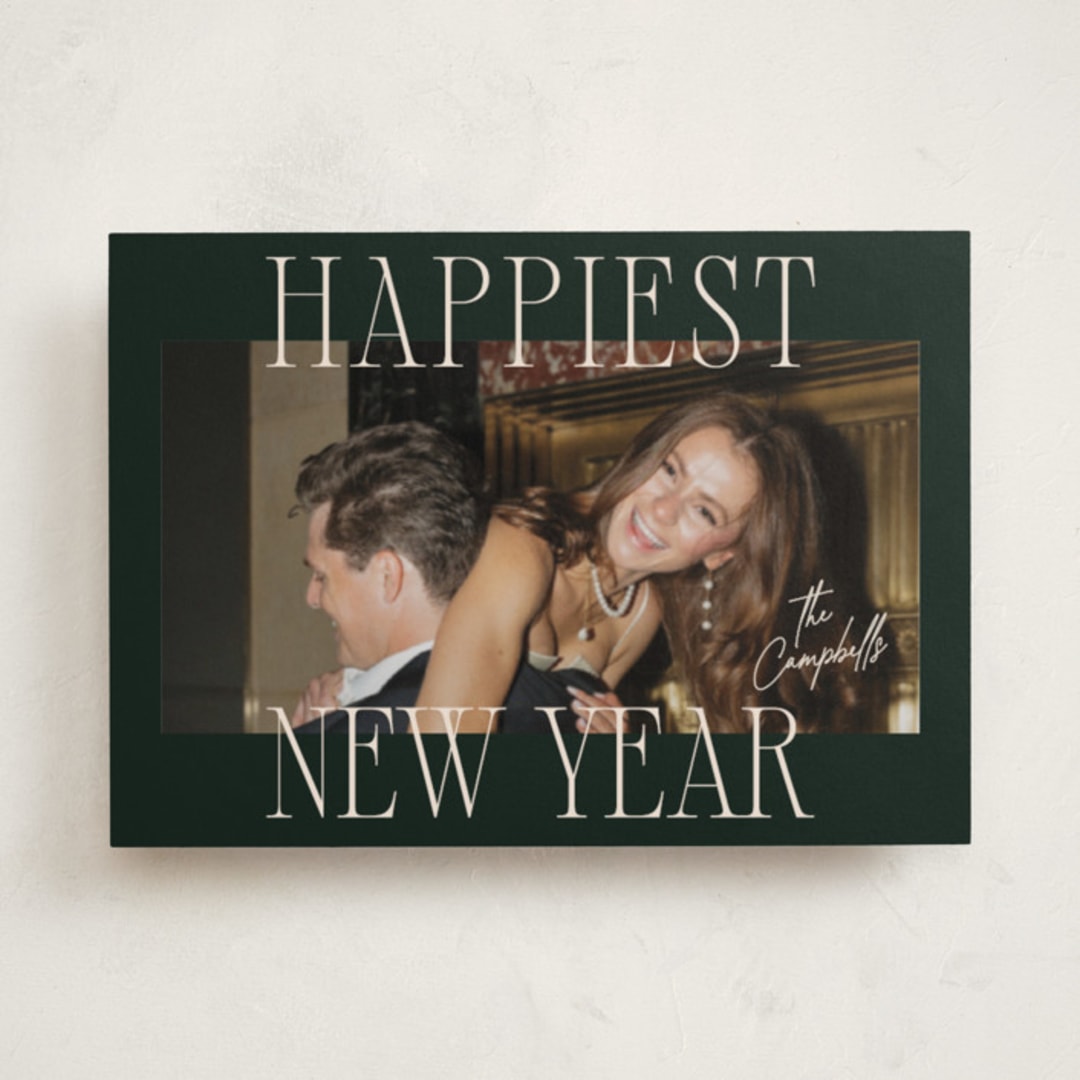 "Glam Greeting" - Holiday Cards in Evergreen by Ekko Studio - Front