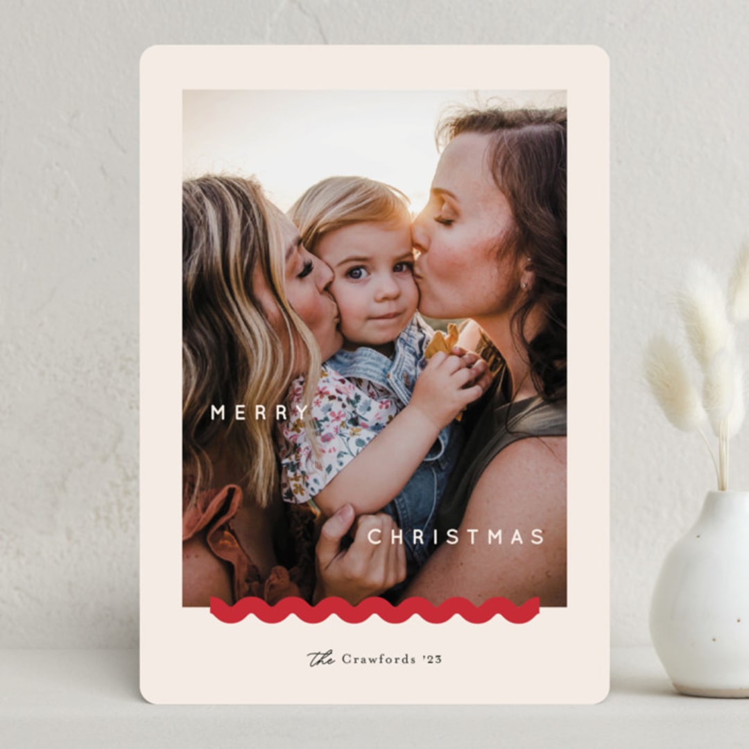 "Rick Rack" - Holiday Cards in Cream by Carrie ONeal - Front