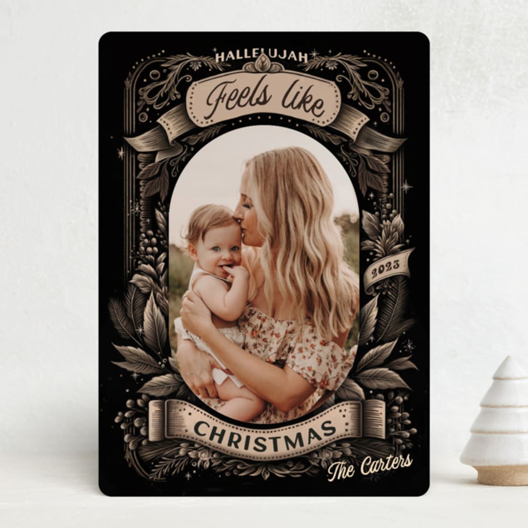 "Chalky" - Holiday Cards in Slate by GeekInk Design - Front