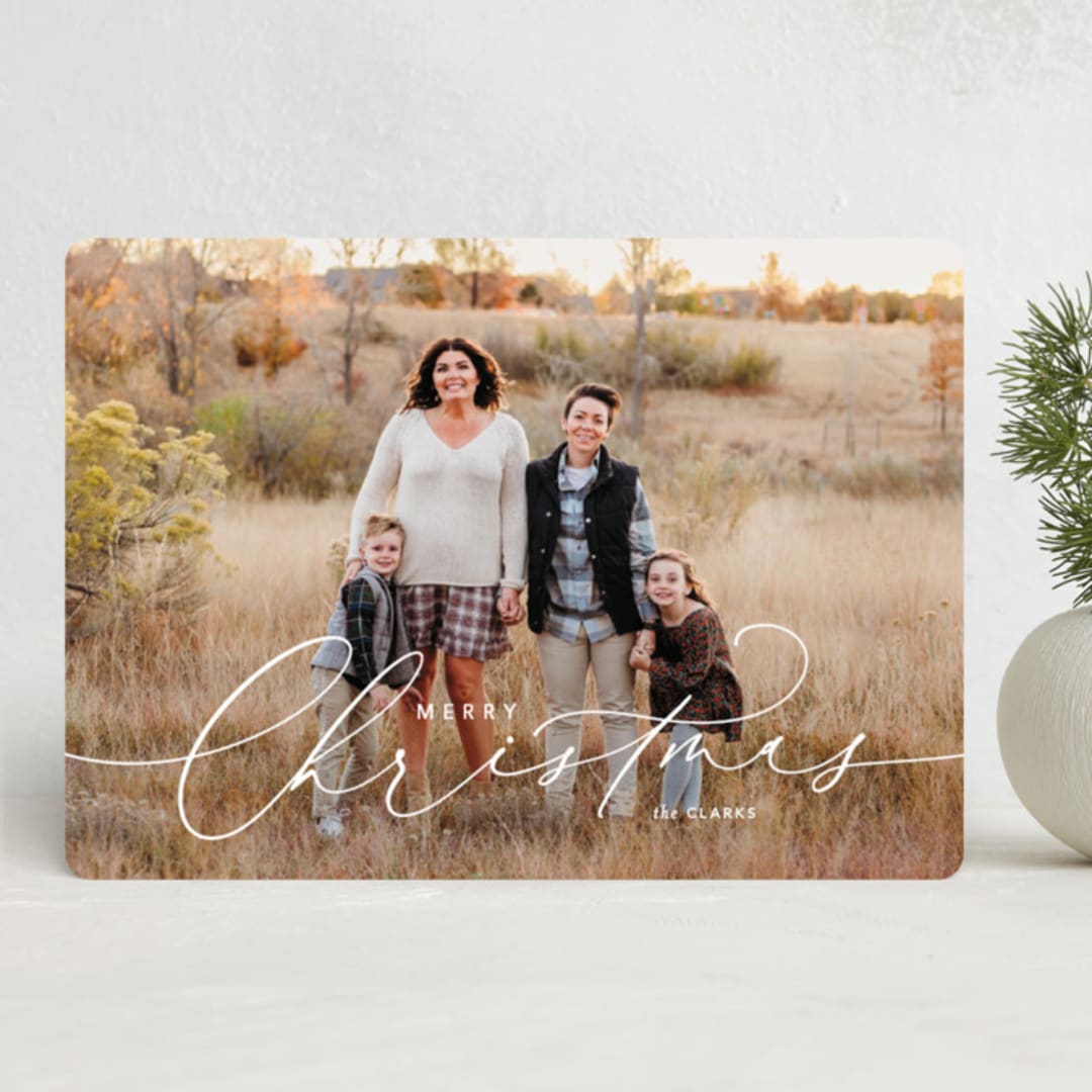 "Scripted Christmas" - Holiday Cards in Snow by Jennifer Postorino - Front