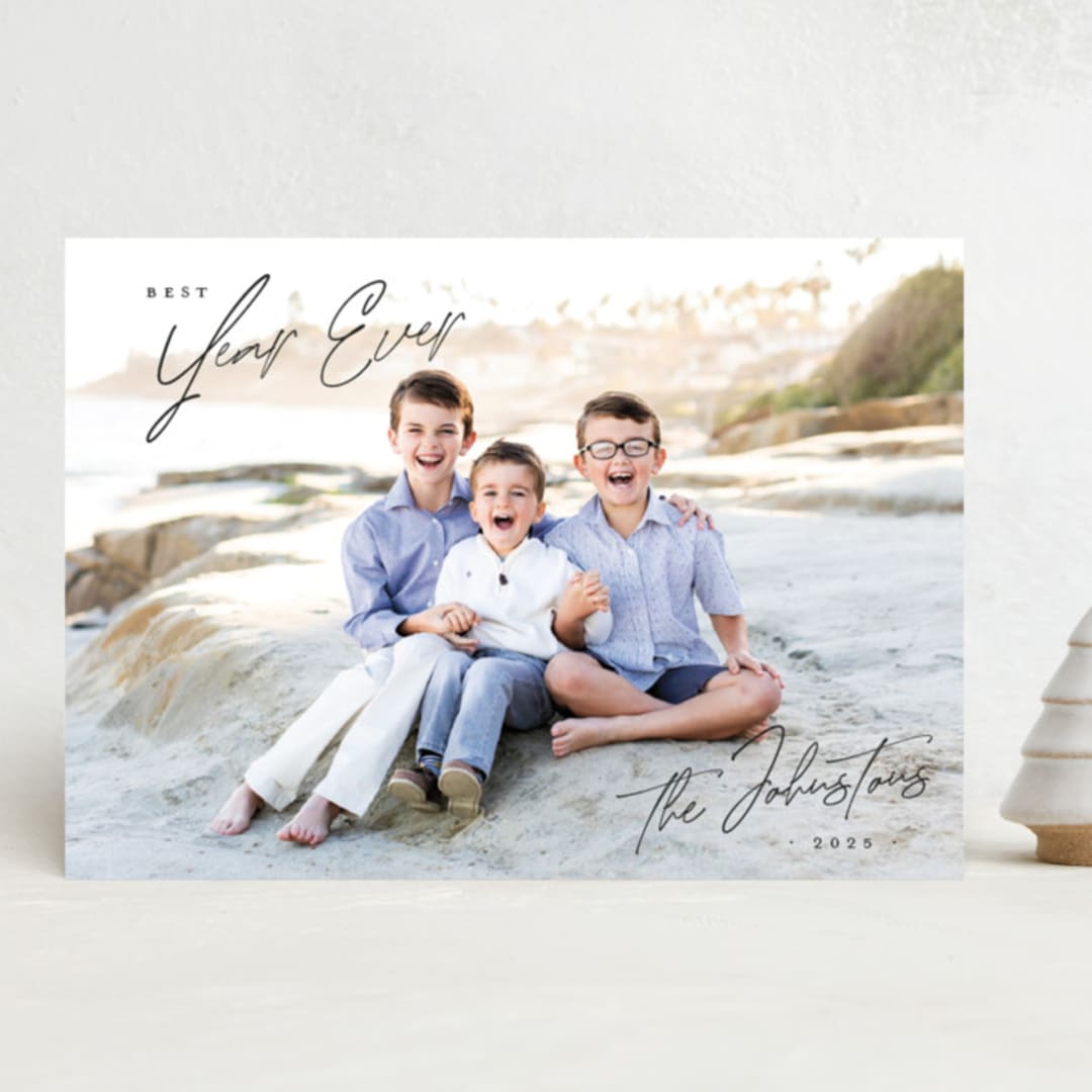 "Christmas Time is Here" - Holiday Cards in Coal by Design Lotus - Front