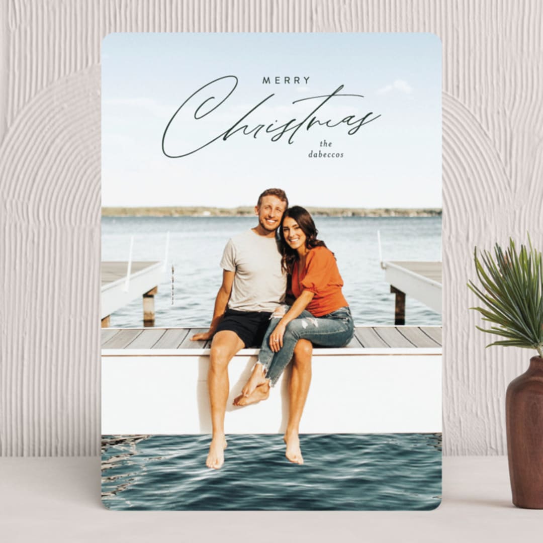"Top Script" - Holiday Cards in Hunter by Jennifer Postorino - Front