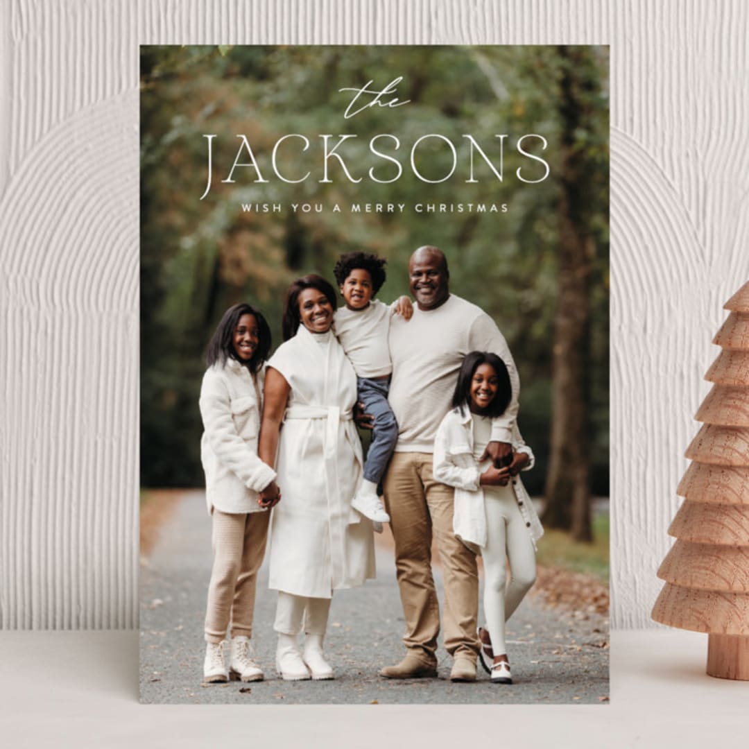 "Simple Surname" - Holiday Cards in Snowflakes by Ekko Studio - Front