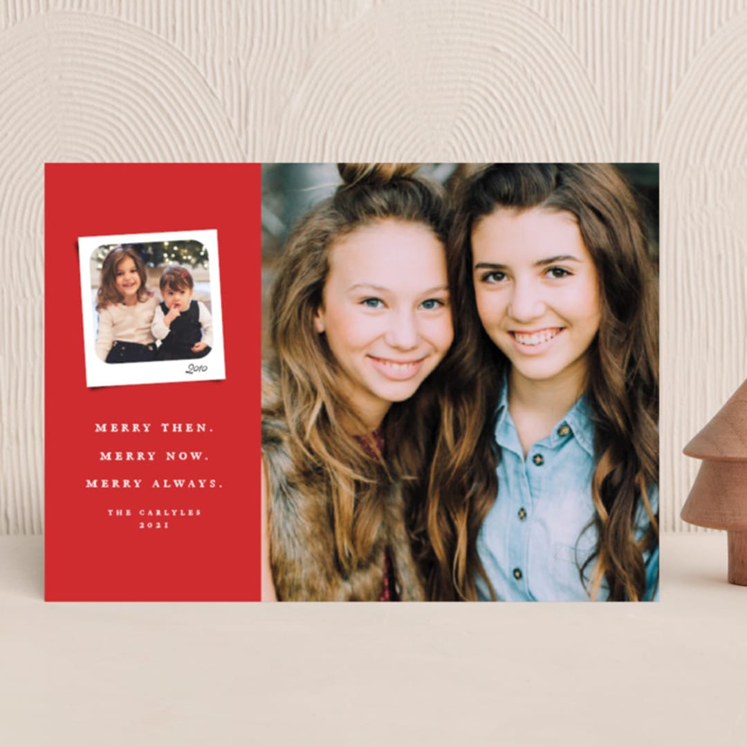 "Merry then and now" - Holiday Cards in Scarlett by Lea Delaveris - Front