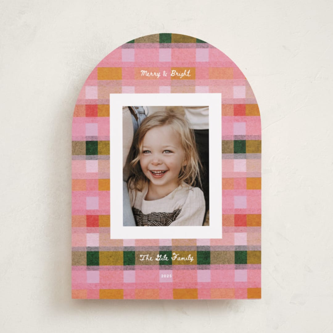 "festive checked plaid" - Holiday Cards in Fruitcake by Carrie Moradi - Front