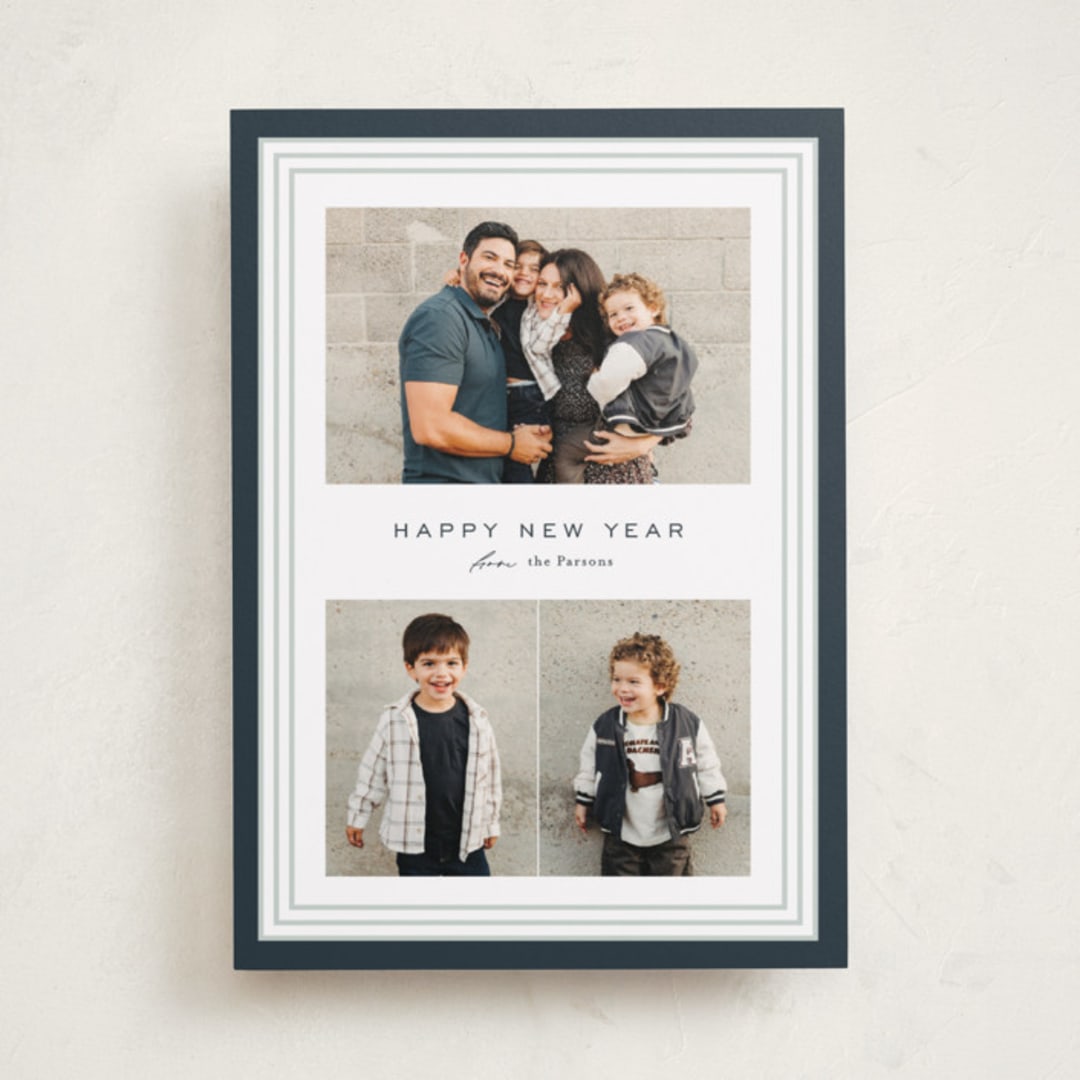 "Timeless Stripe" - Holiday Cards in Marine by Kate Ahn - Front