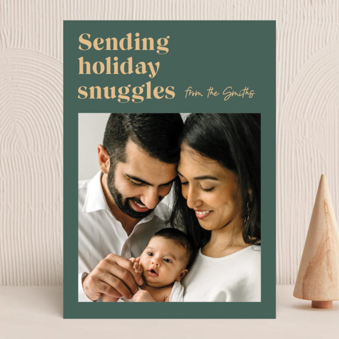 "Holiday Snuggles" - Holiday Cards in Sage by Catherine Culvenor - Front