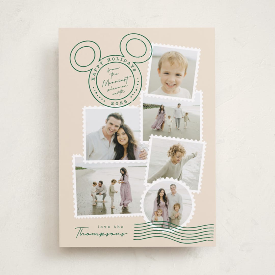 "Disney's Mickey Vintage Postable" - Holiday Cards in Evergreen by Kamala Nahas - Front