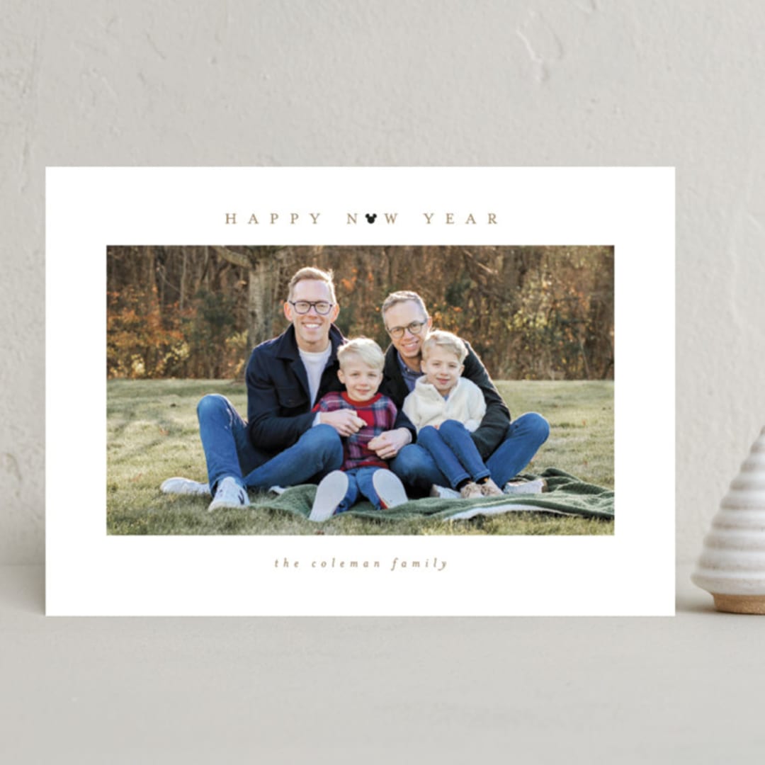 "Disney Mickey Mouse Minimalist Mickey" - Holiday Cards in Snow by Angela Garrick - Front