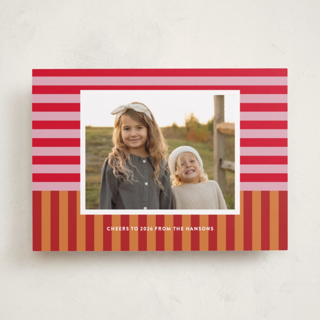 "Festive Stripes" - Holiday Cards in Nutmeg by Shari Margolin - Front