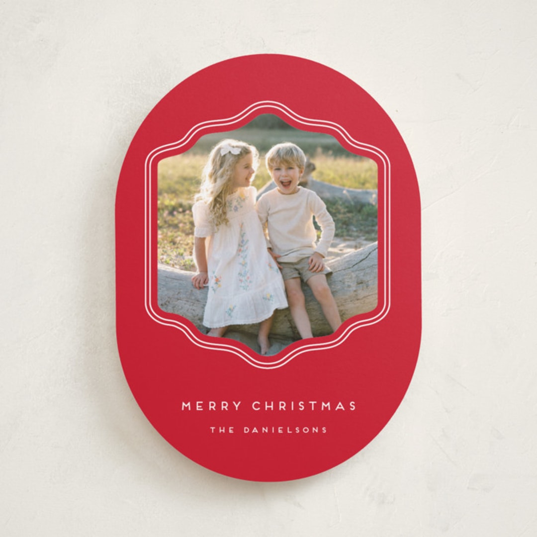 "preppy curved frame" - Holiday Cards in Peppermint by Rebecca Durflinger - Front