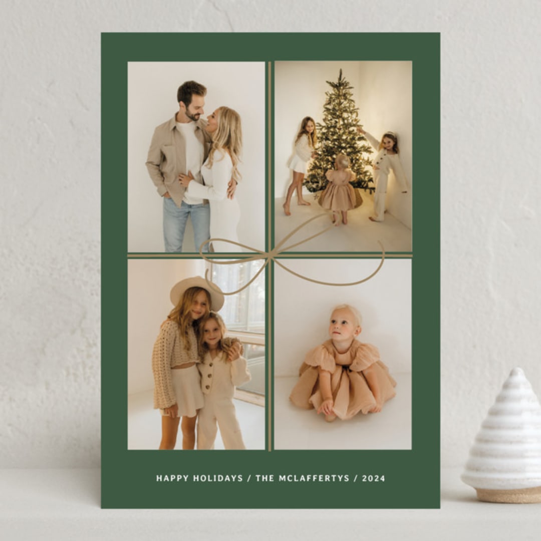 "All Wrapped Up" - Holiday Cards in Wreath by Laura Bercovich - Front