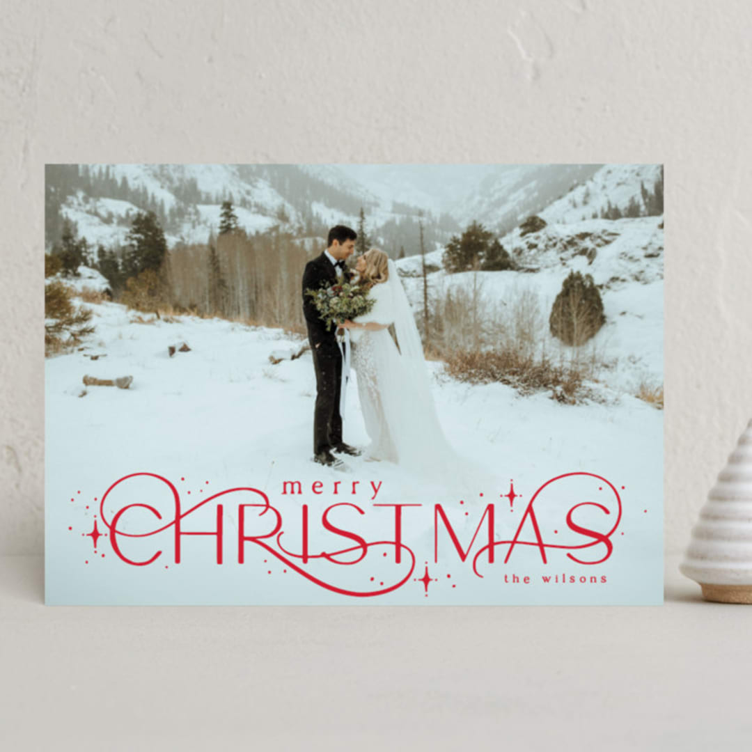 "Delicate Christmas" - Holiday Cards in Merlot by Makewells - Front
