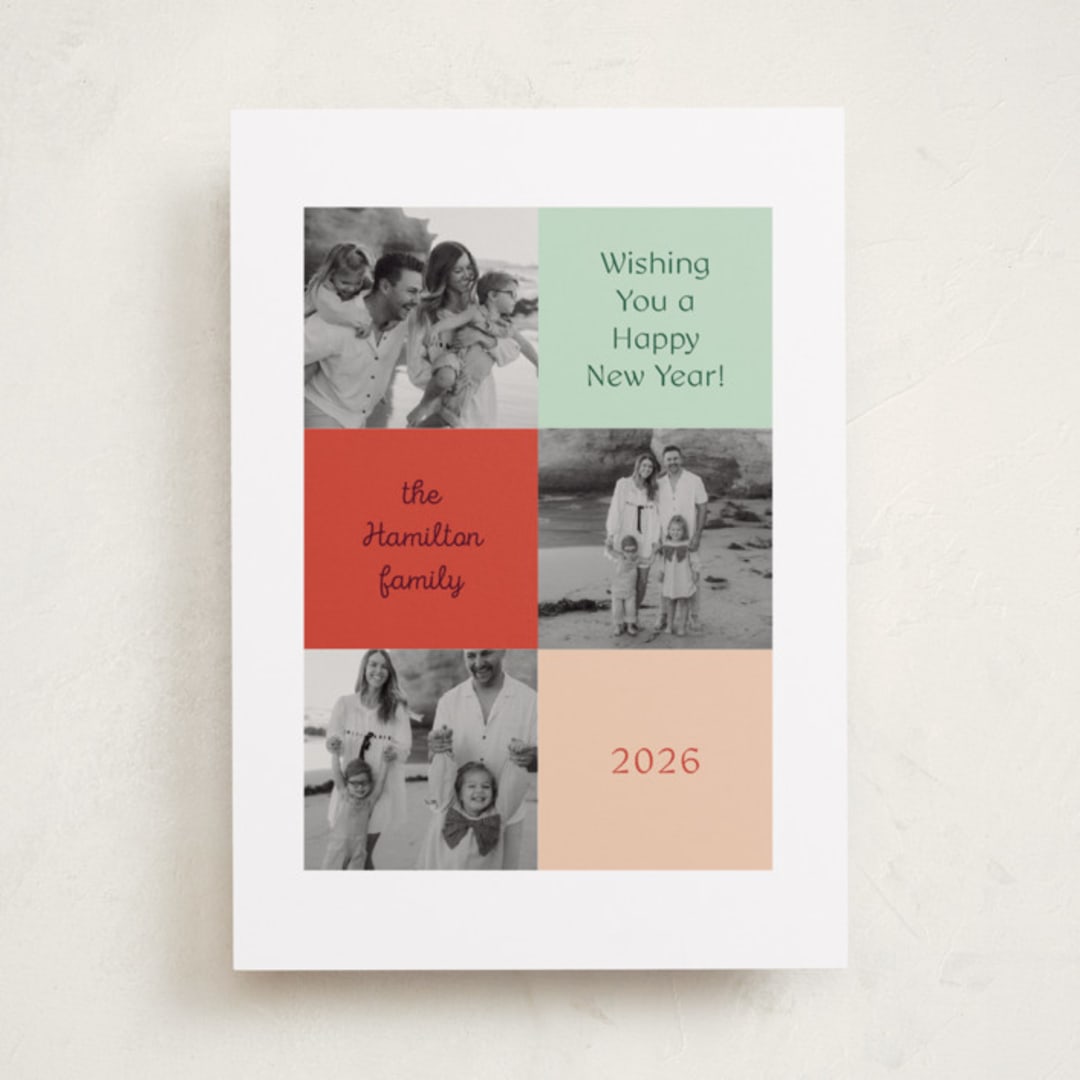 "Tinsel & Joy" - Holiday Cards in Cranberry by Alicia Schultz - Front