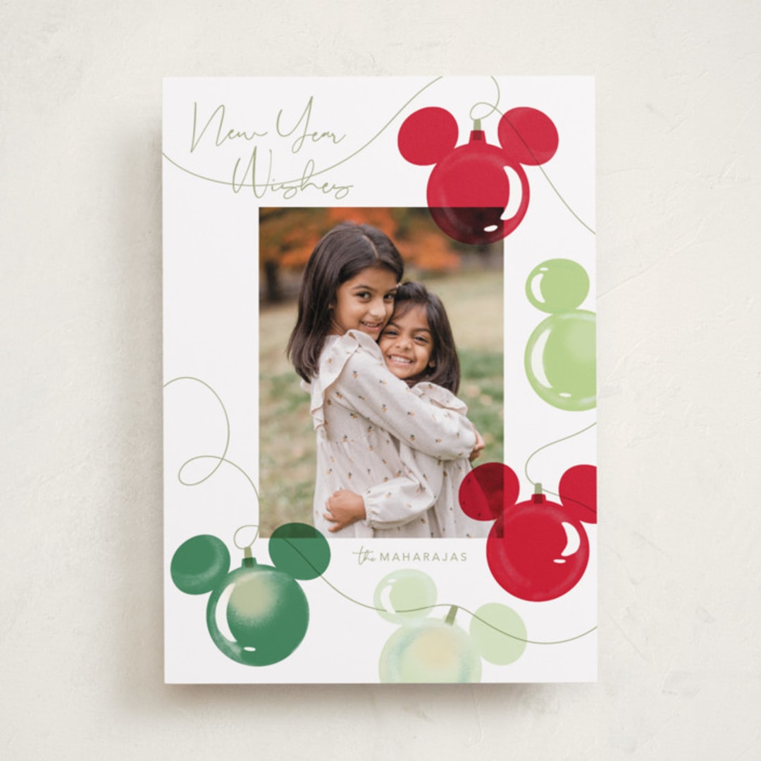 "Disney Mickey Lights" - Holiday Cards in Moss by Baumbirdy - Front