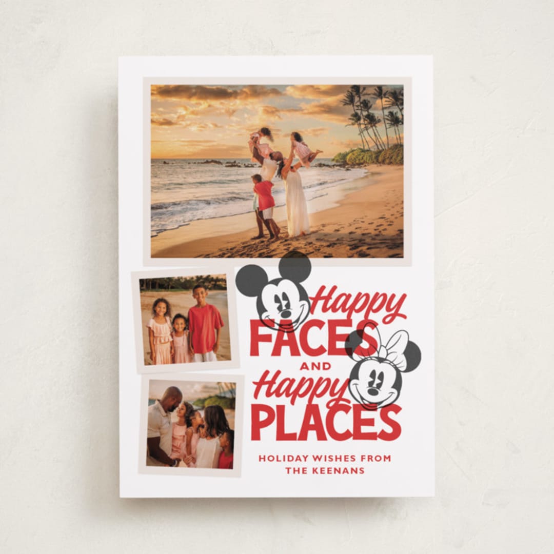 "Disney Mickey Mouse Happy Places" - Holiday Cards in Cherry by Jill Means - Front