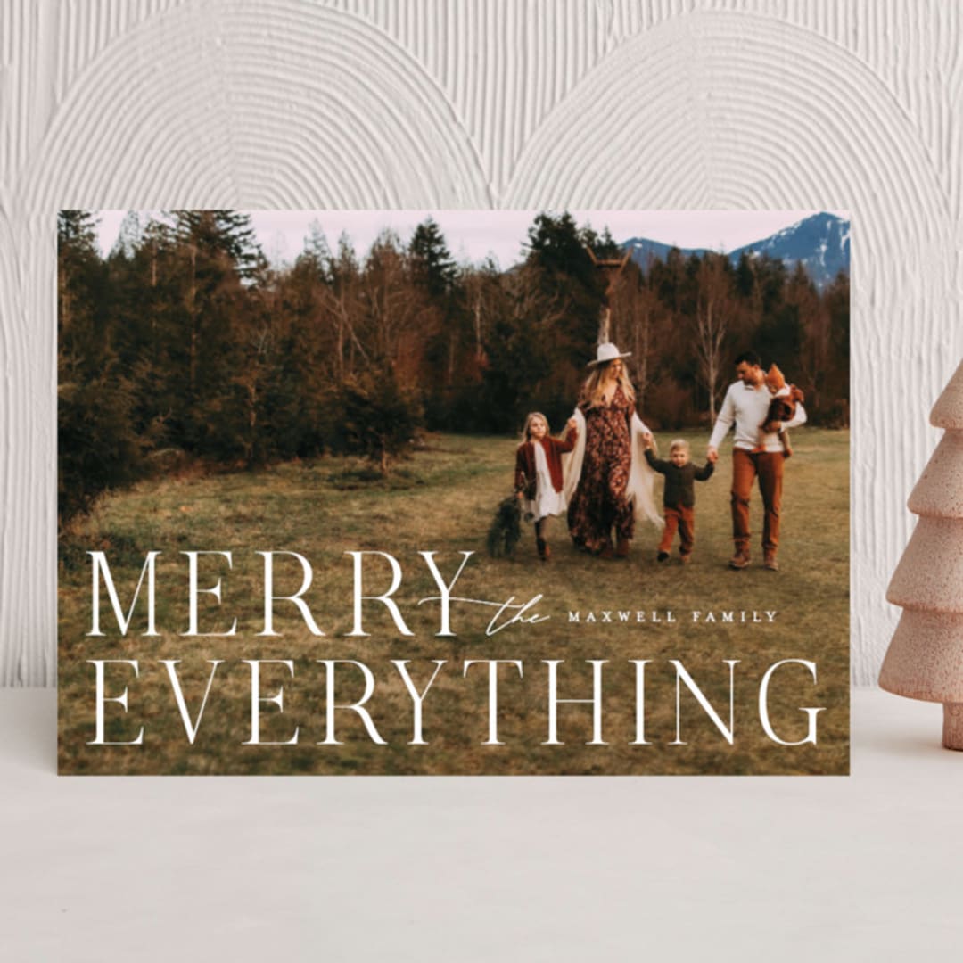 "Merriest Wishes" - Holiday Cards in Snow by Ally Madison - Front