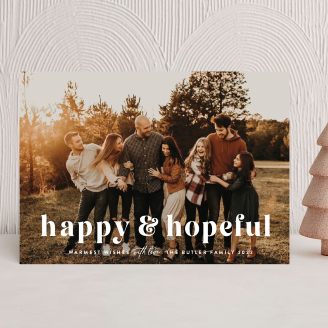 "Happy & Hopeful" - Holiday Cards in Snow by Melanie Severin - Front