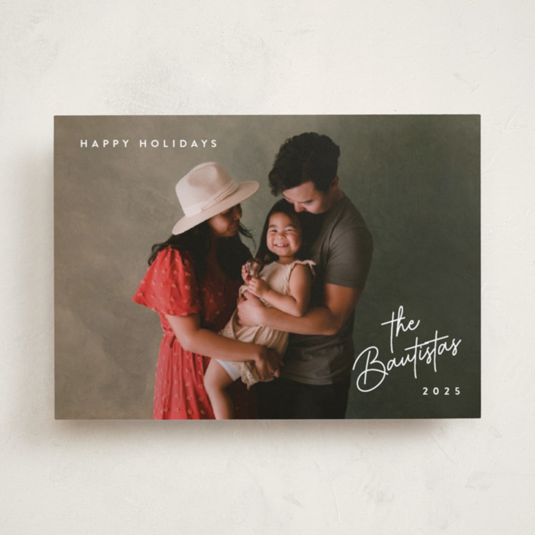 "Sans and Signature" - Holiday Cards in Snow by Hooray Creative - Front