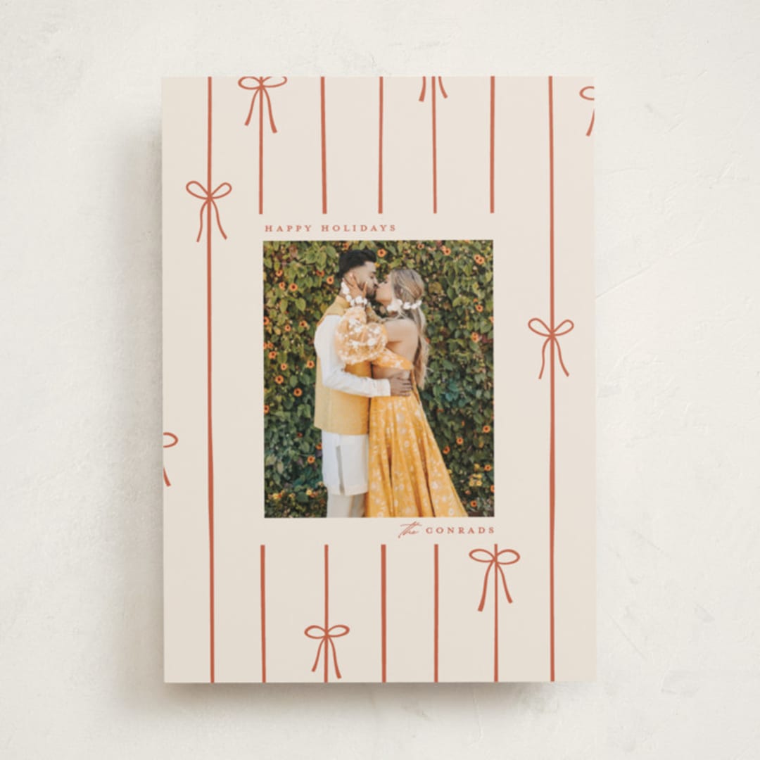 "Lines of Bows" - Holiday Cards in Cider by Ellen Schlegelmilch - Front