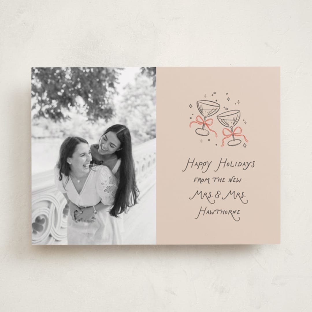 "Newlywed Toast" - Holiday Cards in Candied Grapefruit by Randi Cirelli - Front