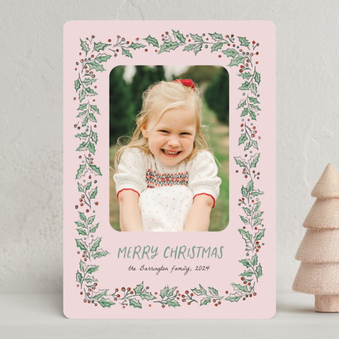 "Sketched Holly" - Holiday Cards in Candy by frau brandt - Front